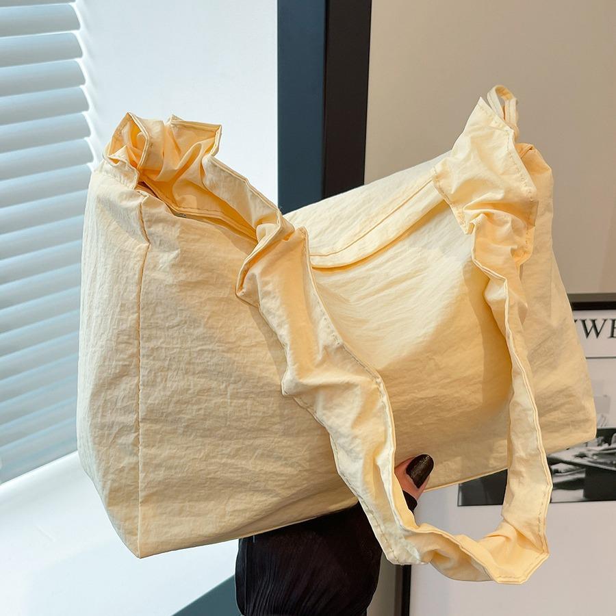 Retro temperament fairy pleated armpit bag 2025 Korean simple versatile bag single shoulder crossbody nylon cloth small square bag