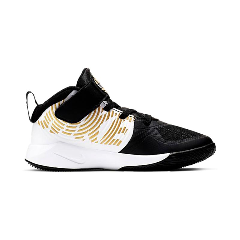 Nike Team Hustle D 9 Black Metallic Gold PS Sneakers AQ4225-004