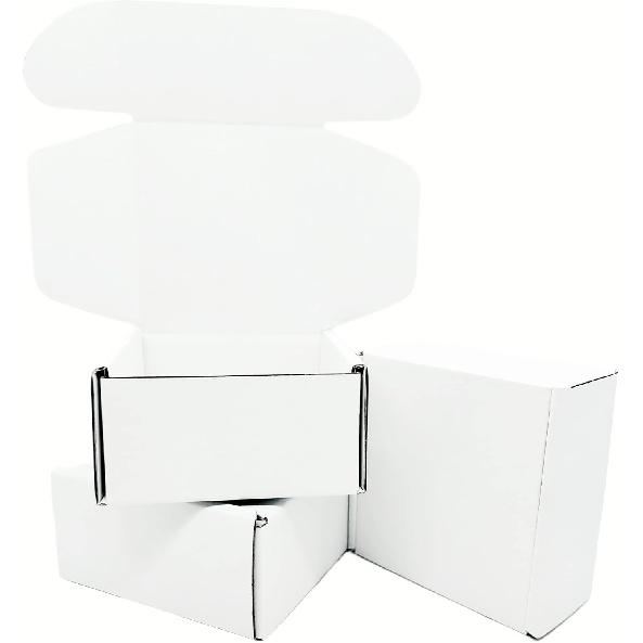 6x4x3 inch Small White Mailers Boxes Recyclable Corrugated Gift Box for Packaging Shipping Set of 10