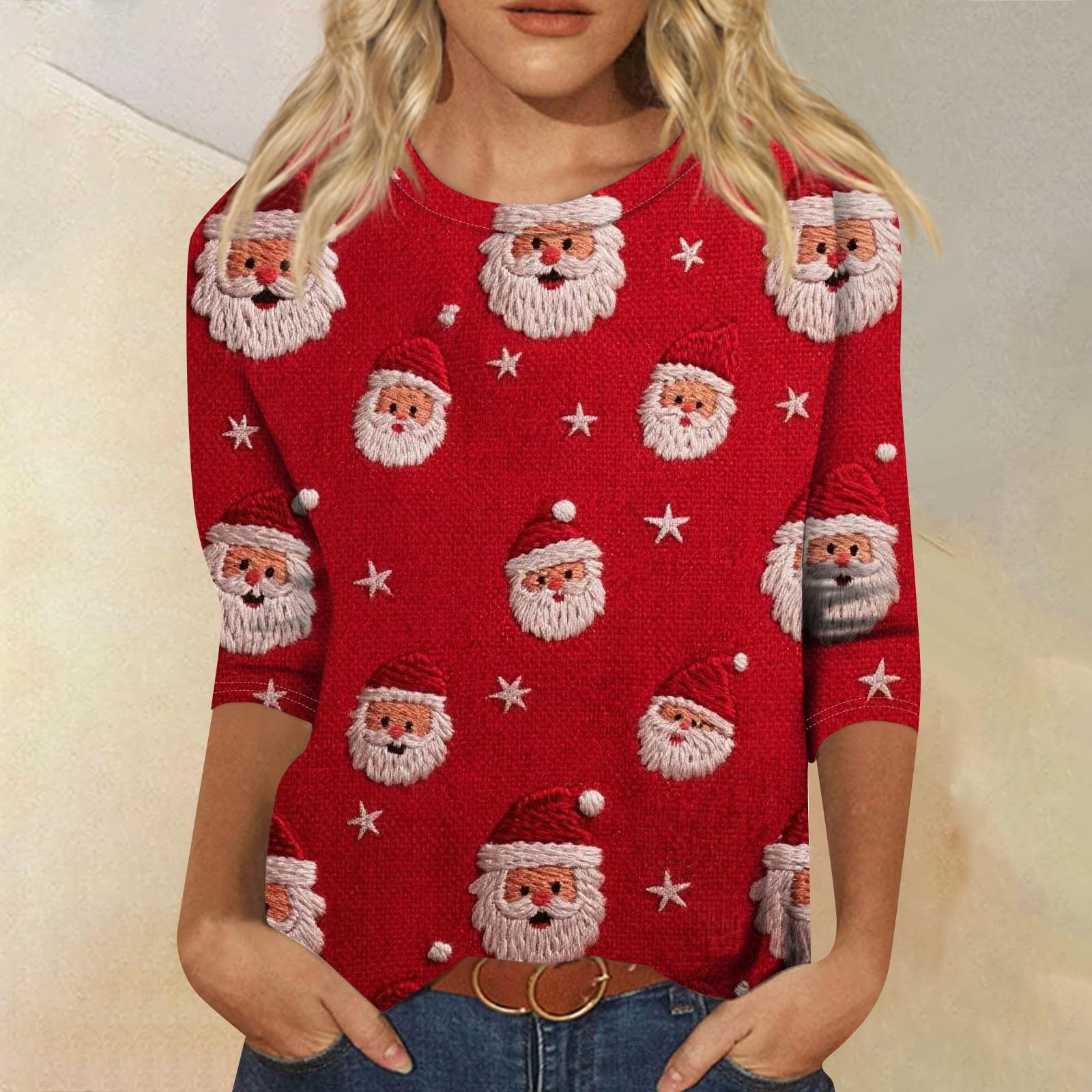 

Женская модная повседневная свободная футболка с круглым вырезом и рукавами 3/4 с принтом, женский топ S