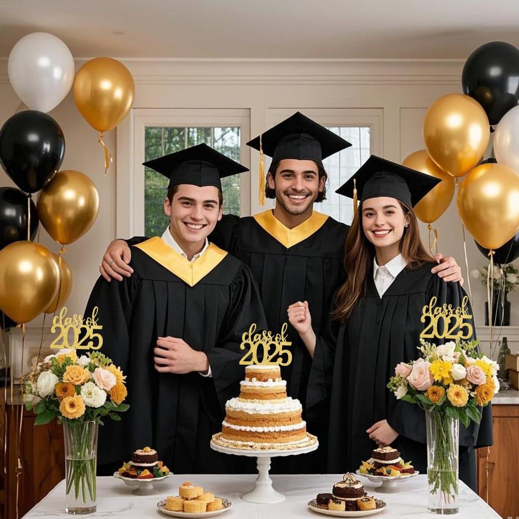 ALISSAR 12 Pack Pre-assembled Double Sided Class of 2025 Graduation Party Centerpiece Sticks, Centerpiece Table Decorations for 2025 Graduation Party