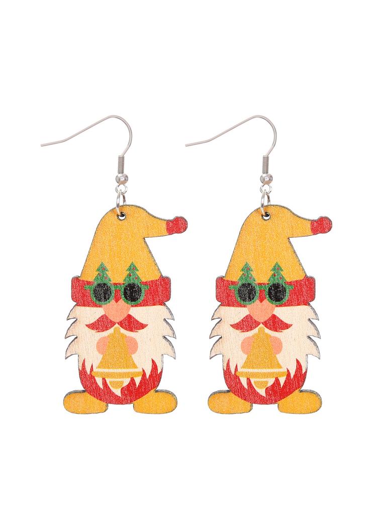 Christmas Cute Gnome Christmas Tree Pendant, Earrings Wooden Double Sided Earrings Christmas Gifts