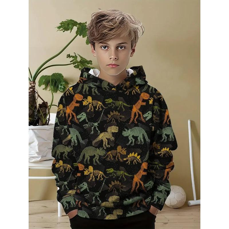 Autumn Cute Cartoon Animal Pattern 3D Printed Hoodies Fashionable Casual Sports Long Sleeved Children's Boy Hooded Sweatshirts