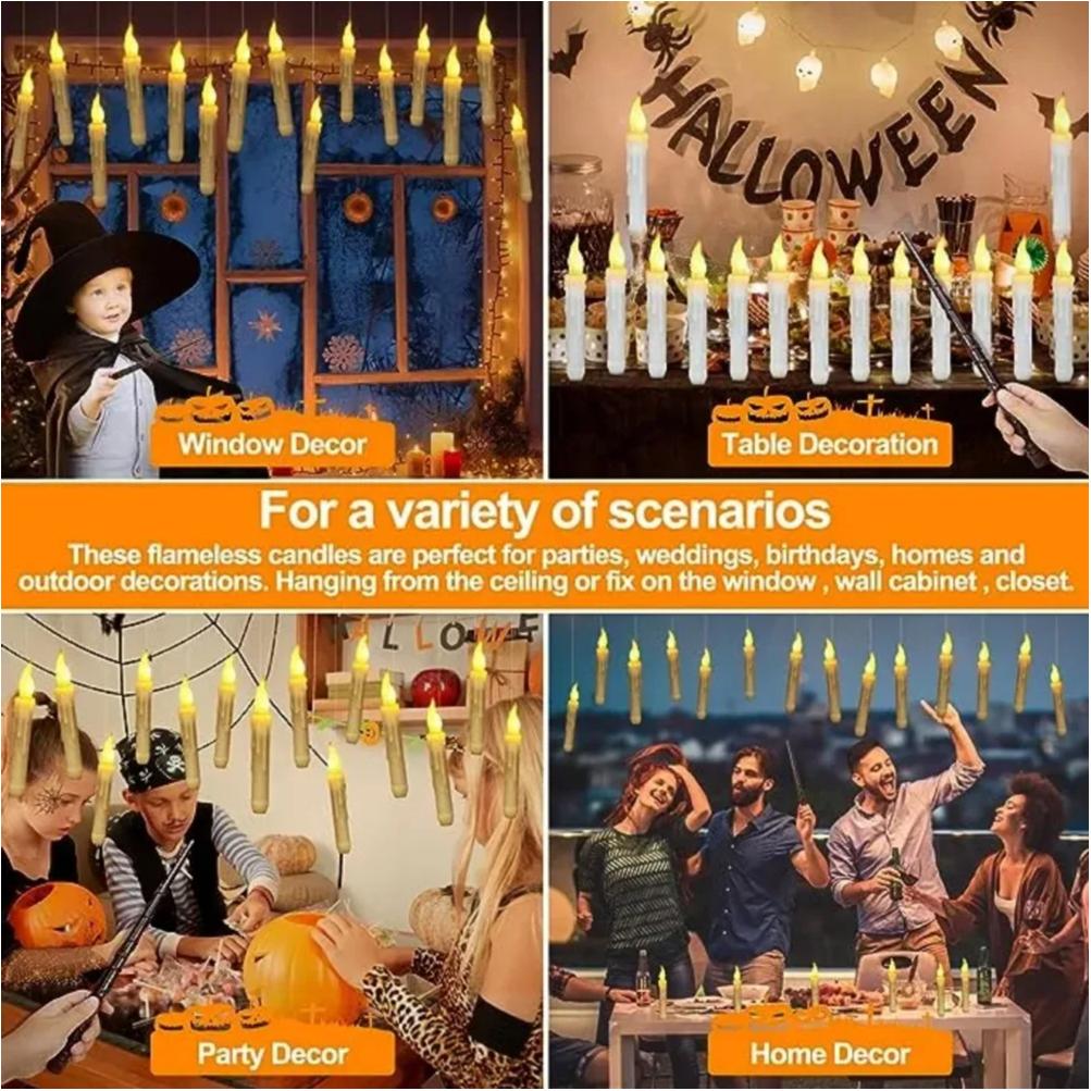 Magic Wand Remote Hanging Operated Potter Harries Battery Floating Candles Warm Light Decoration Halloween Flameless Candles 1PC