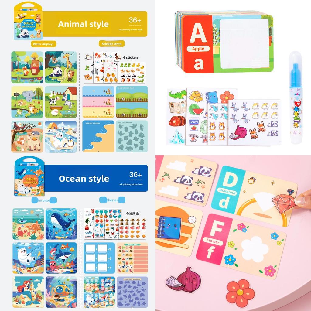 Reusable Water Drawing Book For Children With Ocean Animals Stickers And Diy Art Activities For Developmental Play
