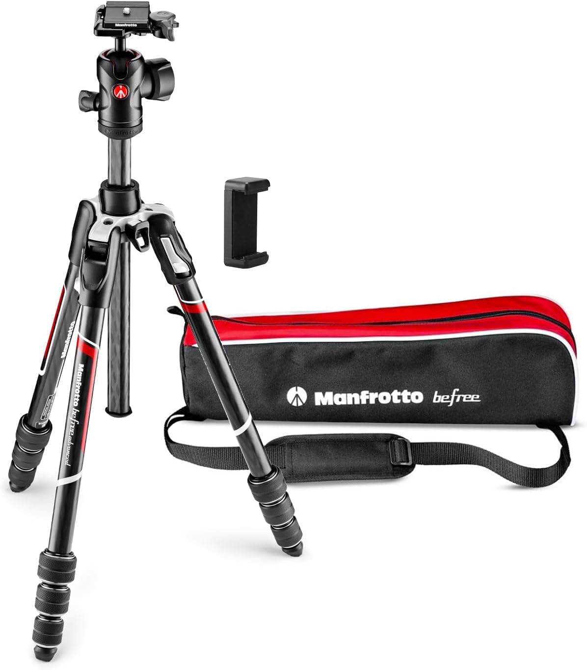 

Manfrotto befree Advanced Carbon Fiber Twist Maximum Height Folded Height Weight Weight Capacity Ball Carrying and Smartphone Clamp Ideal for Travel чорний