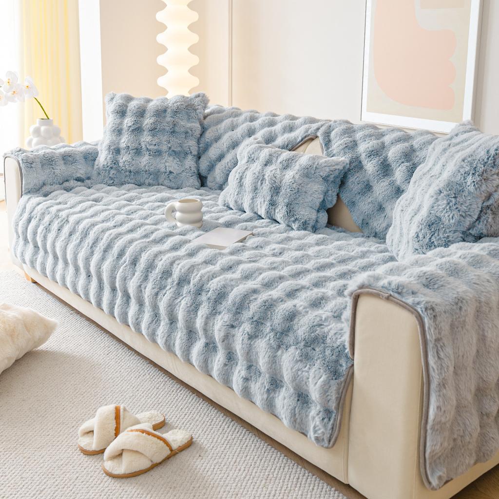 Popular Imitation Rabbit Plush Sofa Cover For Winter Soft Fabric Furniture Protector for Living Room Have Many Colours