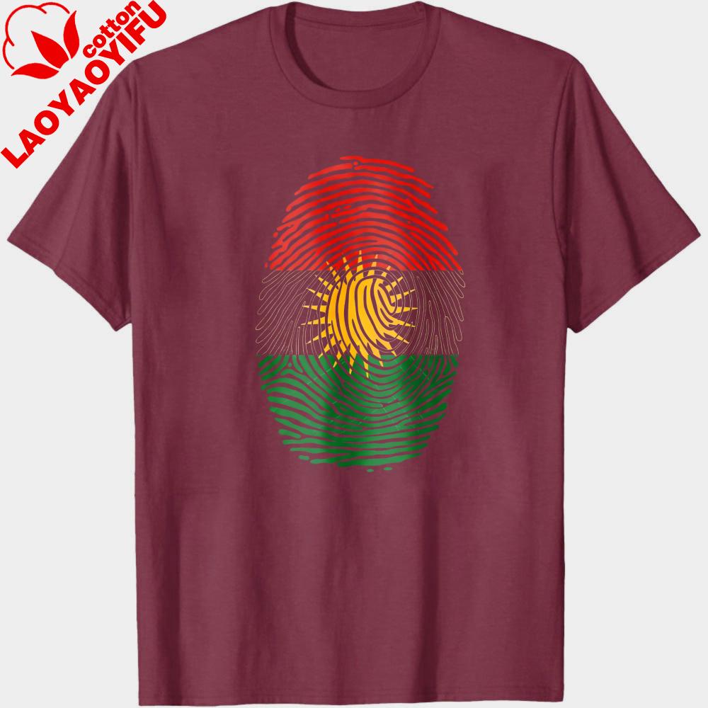

Kurdistan Fingerprint Flag Design TShirt Patriotism Daily Life Casual Shirt Kurdish Unisex Women Unisex Tee Summer Cotton Tops S
