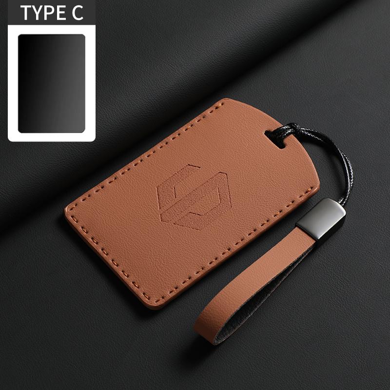 Original Car Color Leather Key Case Cover Fob For Leapmotor B01 C11 C16 C10 Car Keyless Remote Key Card Kit Protector Accessorie