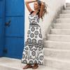 New Retro Vacation-style Lace-up Halter Dress with Fitted Ethnic Print and Backless Design