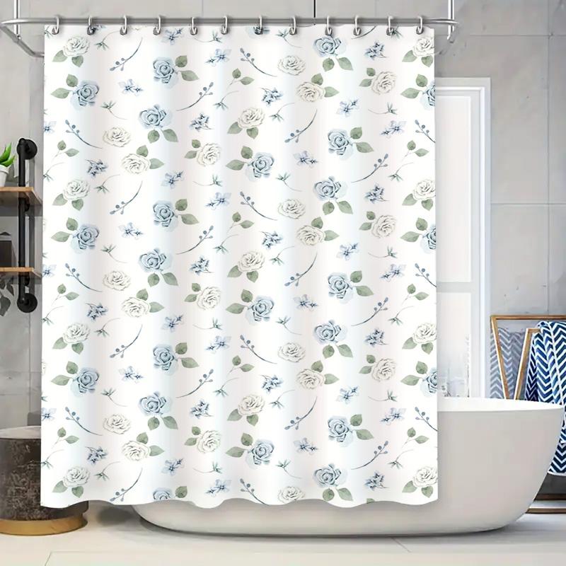 

Purple Damask Shower Curtain Bath Decor Extra Long Waterproof Fabric Printed With Royal Blue White Pattern For Bathroom Blackout W60H190(CM)-1 Pcs