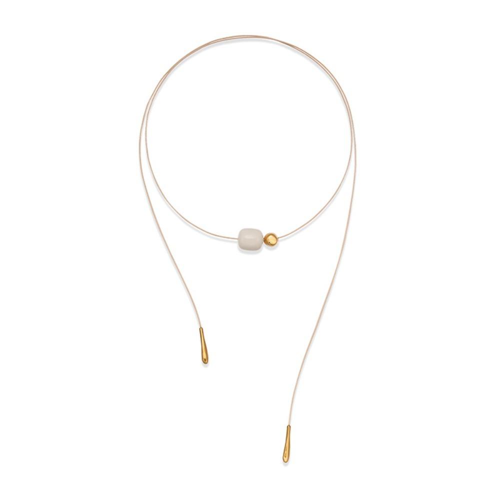 Korean Style Cord Necklace Vintage Trend Choker Fashion Bead Pendant Necklace  Women