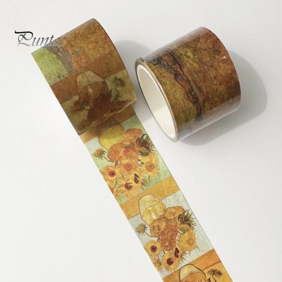 Artistic Washi Tape Tape, Oil Painting Decorative Masking Artist Patterns Adhesive Creative Journaling for DIY Crafts, Junk Journal, Gift Wrapping,