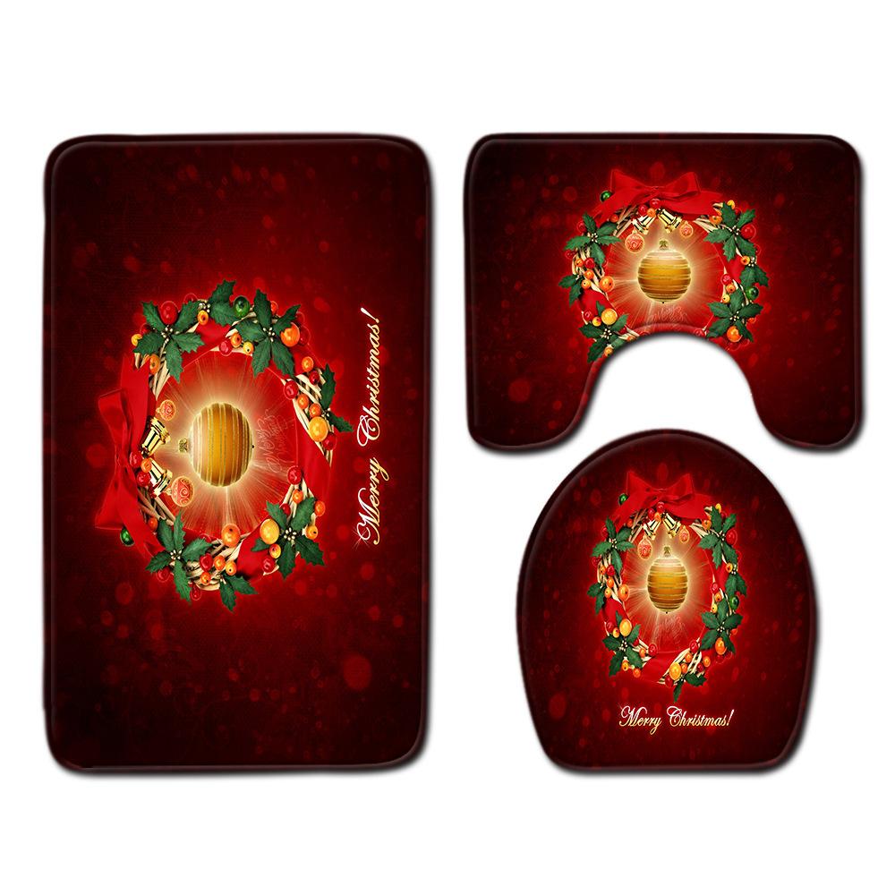 Christmas Bathroom Floor Mat Toilet Three-Piece Set