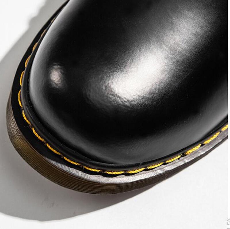 Men'S Ankle Tooling Boots Spring Autumn New Big Round Head Black Genuine Leather Shoes Men'S British Leisure Leather Shoes M952