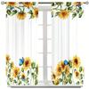 Set aus 2 Vorhängen mit Sonnenblumenmuster Schmetterlingen Sonnenlicht Fensterdekorationen Wohnraumvorhang Hergestellt aus Polyester