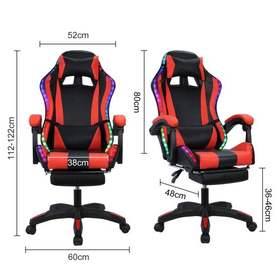 Gaming-Stuhl mit Bluetooth-kompatiblen Lautsprechern und RGB-LED-Leuchten Ergonomischer Massage-Computer-Gaming-Stuhl mit Höhenverstellung