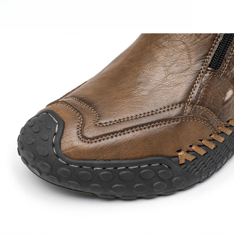 Classic Handmade Leather Boots for Men Fashion Outdoor Casual Ankle Boots Comfort Slip on Driving Shoes Men's Boots