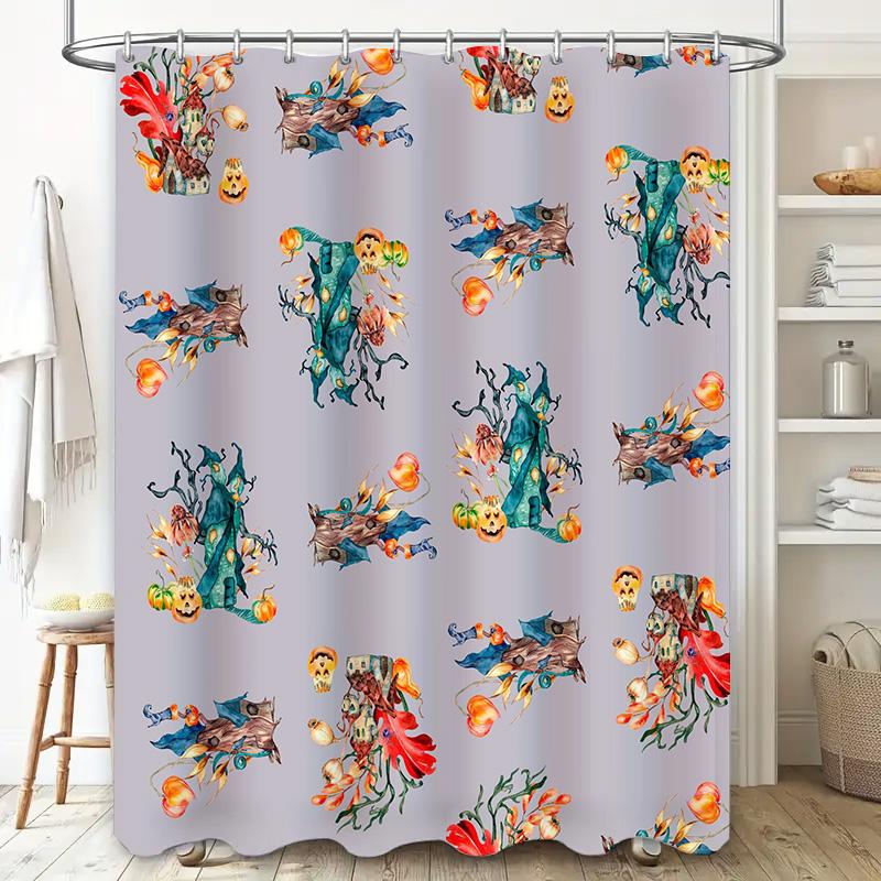 Halloween-themed Shower Curtain with Spooky Designs Perfect for Your Bathroom