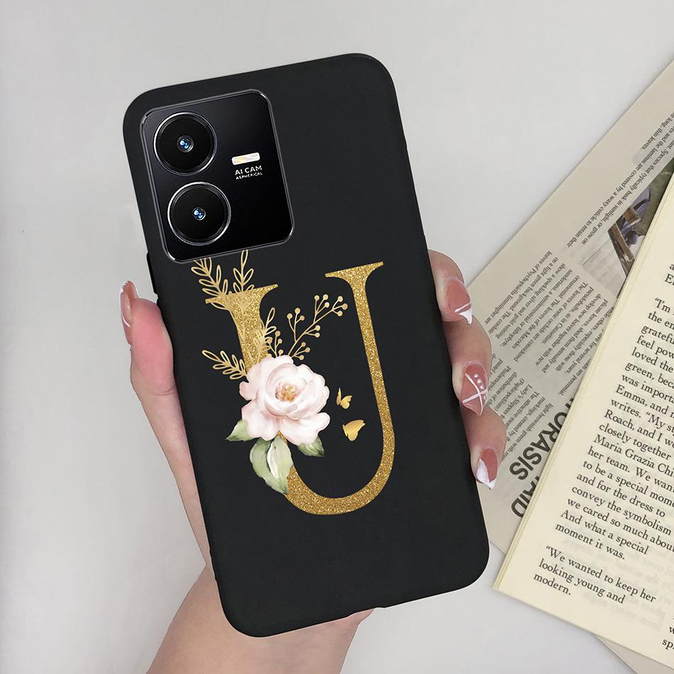 Flower Letters Case For Vivo Y22 2022 Y22S Matte Silicon Soft TPU Back Phone Cover For VivoY22 Y 22 22S Case Funda Bumper Shell