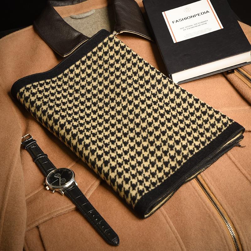 Retro Wool Scarf Men's Winter Black and White Atmosphere Scarf Men's Dad