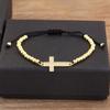 Nidin Light Luxury Trendy Pave Shiny Crystal Zircon Cross Charm Bracelets Adjustable For Women Female Religious Style Jewelry