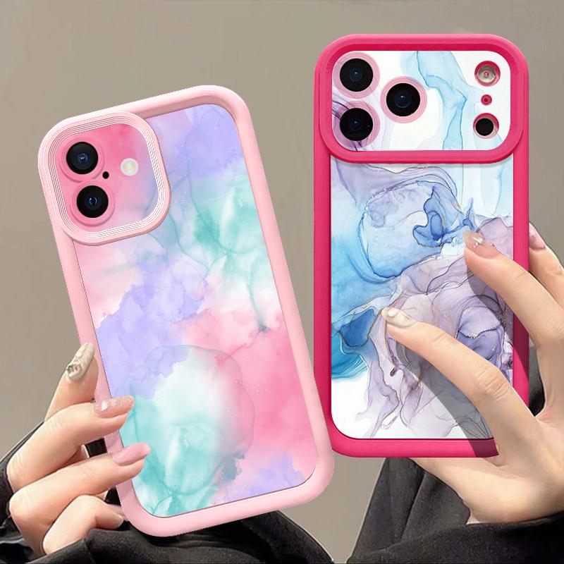 Colorful Marble Case For iPhone 17 Pro Max Case iPhone 16 15 14 13 Pro Max 11 17e 16e Shockproof Bumper Soft Silicone Phone Cover Cases