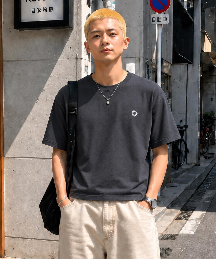Peideu Pd Essential Crop Short Sleeve T-Shirt Charcoal