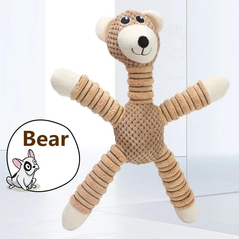 

Indestructible Dog Toys for Aggressive Chewers Large Breed Squeaky Plush Chew Toys Puppy Teething Toys for Dental Care Molar XS коричневый