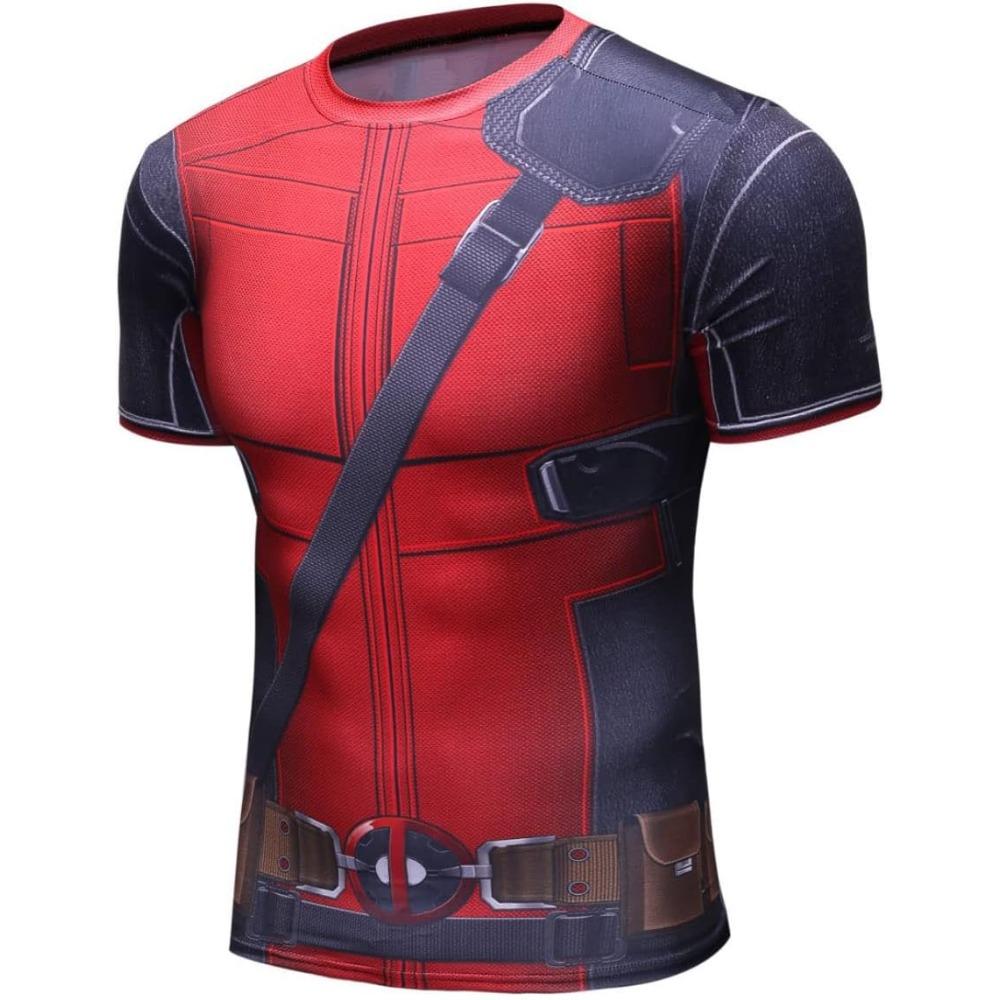 Red Plume Mens 3D Digital Printing Short Sleeve T-Shirt Outdoor Running Yoga Fitness Tight Shirt for Men