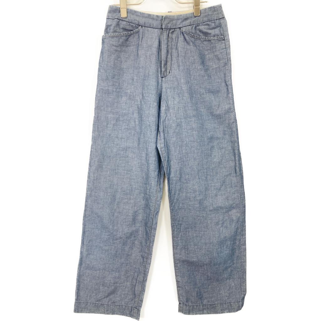 Pallas Palace Cotton Linen Blue Wide Pants Bottoms 2 blueUsed