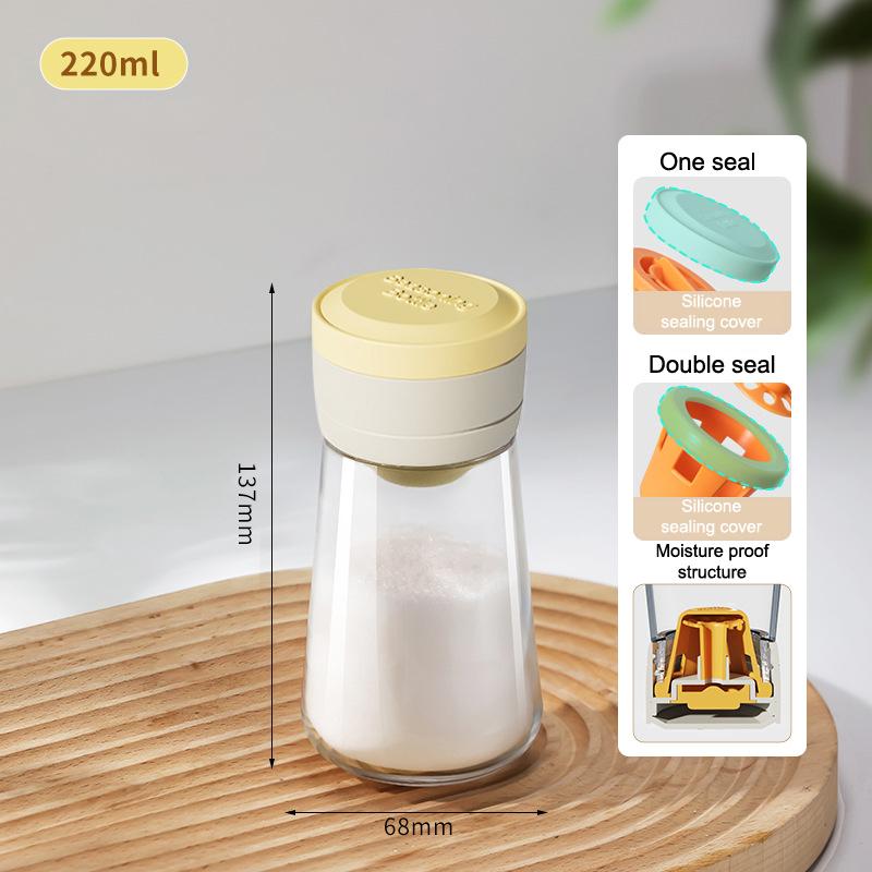 Salt Dispenser No Need Press Salt Tank Glass Sugar Bottle Shaker Canister Kitchen Seasoning Box Moisture-Proof Salt Container