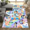 Bluey's Soccer Fun Customized Name Floor Rug Office Rug Suitable for Bedrooms Playrooms Kitchen Dormitory Anti-slip Rug Decorate Offices