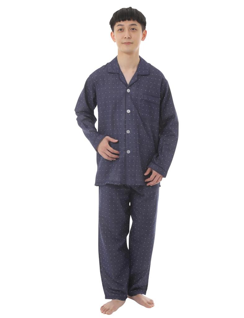 Gifts of Brilliance Gauze Luxury Summer Men's Pajamas, Sleepwear, 100% Cotton, (XL, Navy) PJ_3073