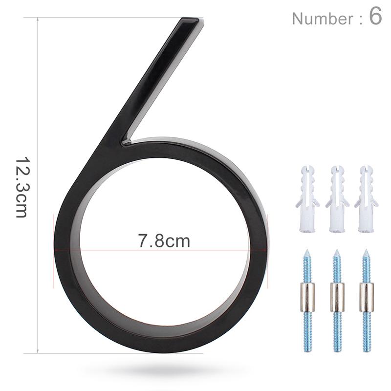 

125 мм плавающий номер дома, современные буквы алфавита двери, дома на открытом воздухе 5 дюймов. Черные 3D цифры адрес дверные номерные таблички для стены