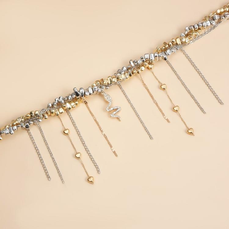 Einzigartige Perlenherz-Quasten-Halskette mit Schlangenanhänger-Designs für trendbewusste Frauen, die ihren individuellen Stil pflegenf