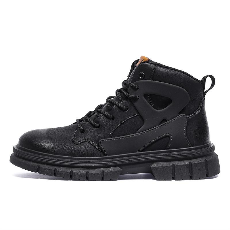 A 2025 Martin boot autumn and winter non-slip high-top tooling boots large size 47 British casual leather shoes with velvet cotton.