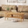 Coffee Table Living Room Table with Shelf, Coffee Table for Living Room, Bedroom, 120 X 60 X 42 Cm, Natural Wood