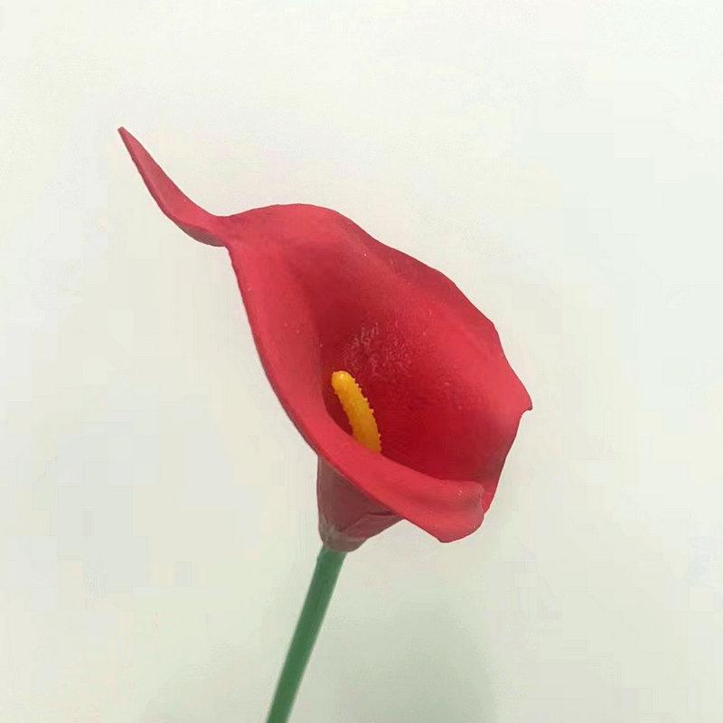 Имитация каллы лилии Pu Feel искусственный цветок Имитация цветка, украшение для дома Свадебный Мини калла лилия красный