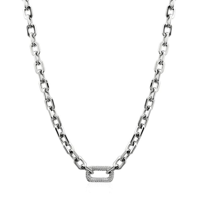 Hot Sale 2026 Unisex 18K Gold Plated Exquisite Square Full Stone Necklace 316L Stainless Steel Link Classic Party Jewelry Gifts