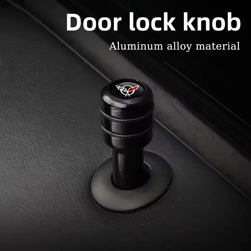 AABJT1 2/4pcs Alloy Car Door Lock Knob Pins Caps for Chevrolet Corvette V8 CAPTIVA Silverado MALIBU Modified Covers Decoration