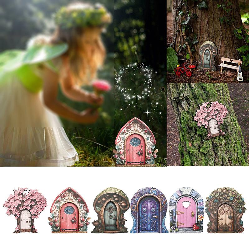 Fairy Door Wooden Mini Elf Fairy Door Fairy Garden Art Doors Garden Miniatures Ornaments For Fairy Home Tree Indoor Or Outdoor
