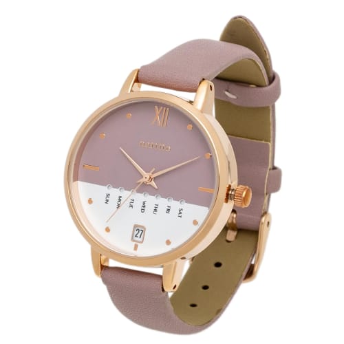 

Fieldwork Women s Analog Watch with Leather Strap, Calendar, Day of the Week, and Date Display, Purple, Dario GY079-2
