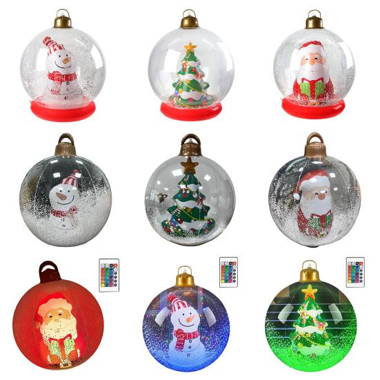 Boule de Noël Gonflable Transparente avec Lumières Décoration de Noël Extérieure en PVC Ornement Flocon de Neige Rempli de Mousse Fausse Boule de Cristal pour Décor Festif