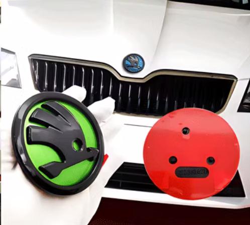 WUM1 1pcs for SKODA 90mm 80mm 100mm Car Front Grille Head Hood Bonnet Emblem Rear Tail Bumper Trunk Sticker Badge Styling Accessories