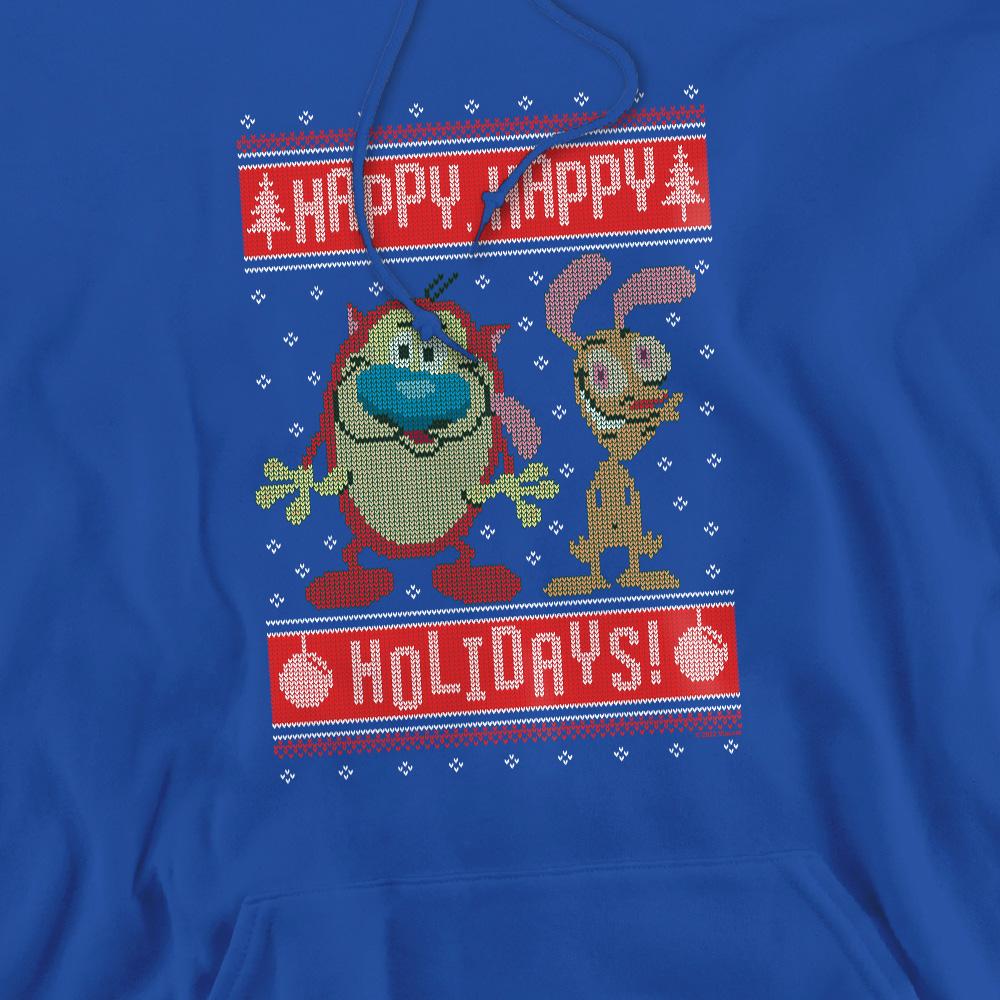 Ren & Stimpy Mens Happy, Happy Holidays Christmas Jumper Hoodie