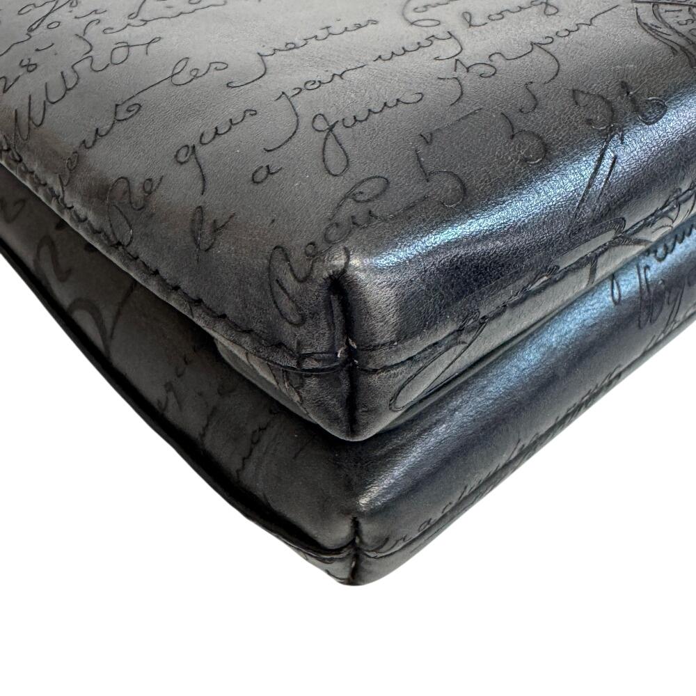 Berluti Pouch Clutch bag Calligraphy leather Tercio Pouch business bag black leather Used