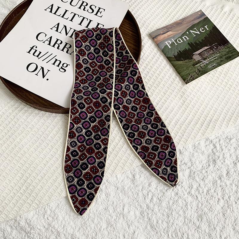 Headscarf Women's pastoral spring and summer fashion colorful retro plaid fabric headband pure cotton silk scarf decorative small scarf