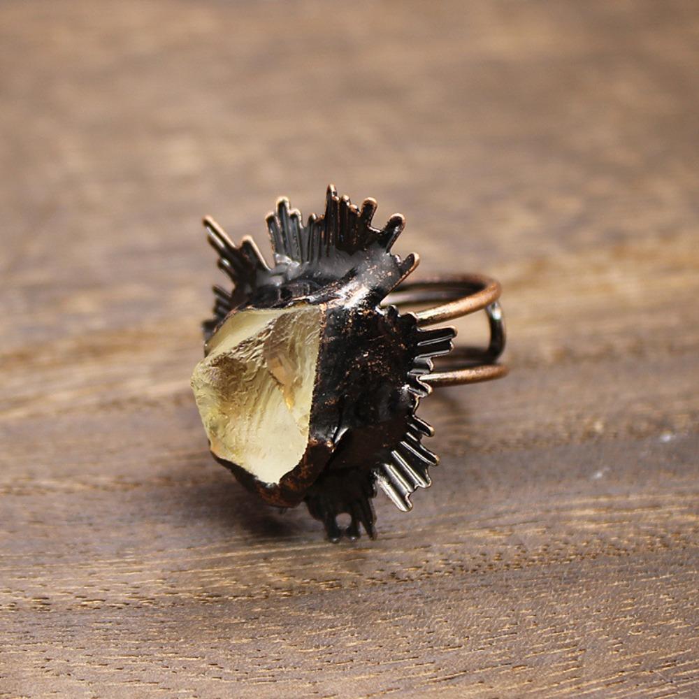 Gothic Adjustable Rings Boho Raw Stone Rings Natural Stones Natural Crystal Rings Handmade Jewelry