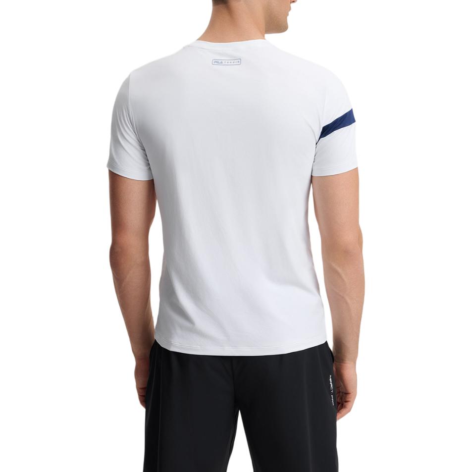 Fila Tennis Series College Style Simple Striped Casual Sports Comfortable Versatile Knitted Short Sleeve T-Shirt Men T-Shirts A11M513102F-WT